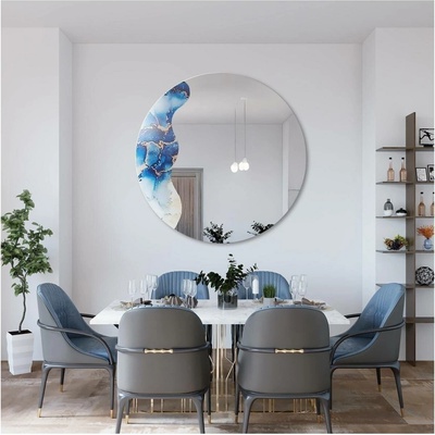 Alfaram Nepravidelné zrcadlo na kulatém modrém mramoru MARBLE BLUVERO 120