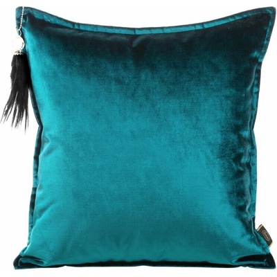 Takoy ROYAL z lesklého zamatu s ozdobným strapcom s kryštálom a perím-HF-396766 45 x 45 cm