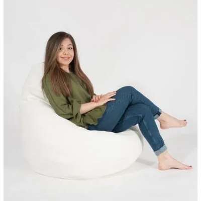 Pufrelax Калъф за пуф круша, 160л. , Nirvana Light - Alb, (Не съдържа пълнеж), Еко кожа