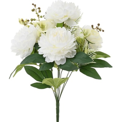KYTICA PIVÓNIA RANUNKULUS x10 40CM BIELA