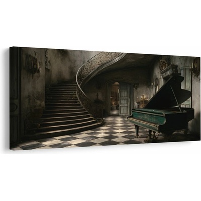 Obraz piano v opuštěné vile - 60x30