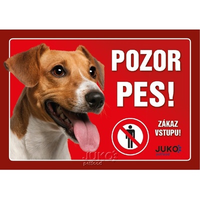 Juko Plastová tabuľa Pozor Pes Jack Russel Terier 21 x 14,7 cm