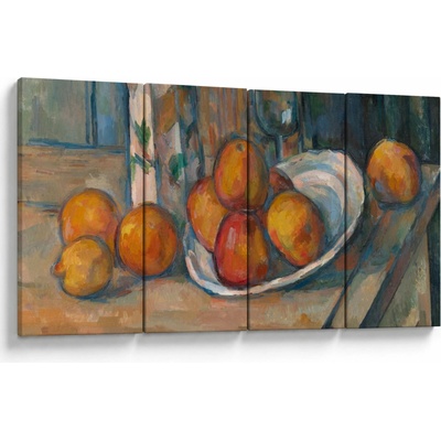 Obraz - Paul Cézanne, Still Life with Milk Jug and Fruit, reprodukcia, štvordielne 160x80 cm