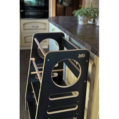BabyWood Učiaca veža Kitchen Helper M double čierna
