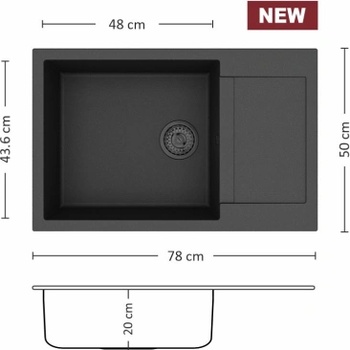 Image 1 of Eurolux FERETA BB 78.1 SI Композитна мивка за вграждане (FERETABB78.1S)