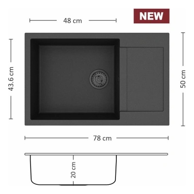 Eurolux FERETA BB 78.1 SI Композитна мивка за вграждане (FERETABB78.1S)