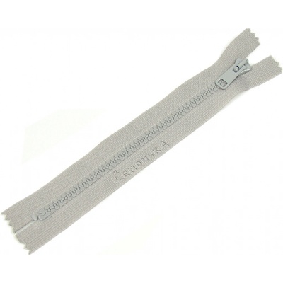 Zdrhovadlo zip kostěný 20 cm nedělitelný šedá