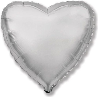 FLEXMETAL Balón foliový 45 cm Srdce stříbrné