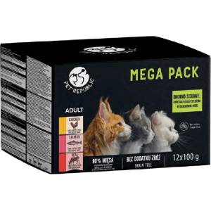 Pet Republic PetRepublic мокра котешка храна на парчета в деликатен сос МИКС 3 вкуса 12x100g