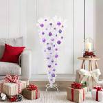vidaXL С изкуствено коледно дърво с поставка Бяло 120 cm PVC и стомана (3426694)