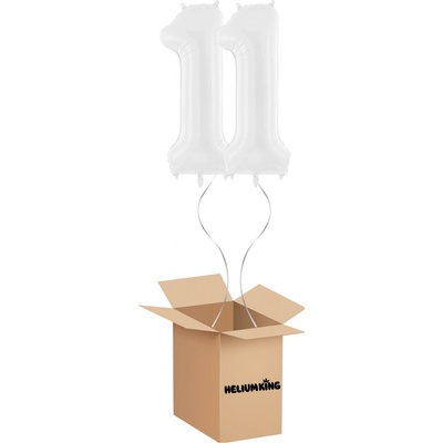 HeliumKing Balónový box Narodeninové číslo 11 biely 86 cm