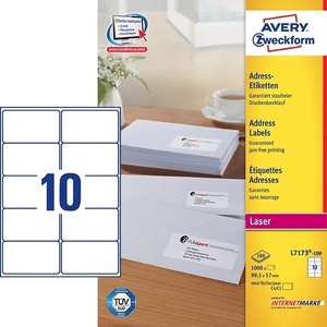 AVERY L7173-100 адресни етикети 99, 1 x 57 mm QP+UG мм, 1000 бр (L7173-100)