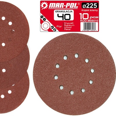 MAR-POL Lepiaca brúsna platnička pre žirafu 225mm P40, súprava 10ks 61228 M08010