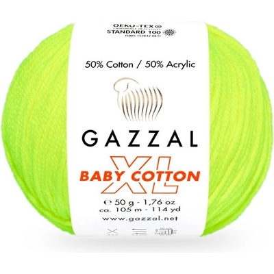 Gazzal Příze Baby cotton XL 3462XL neonová žlutá