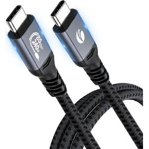 VCOM кабел Cable Thunderbolt 5 / USB4 - USB-C 80Gbps PD240W 0.6m Black - CU584M-0.6m (CU584M-0.6m) - cybertrade