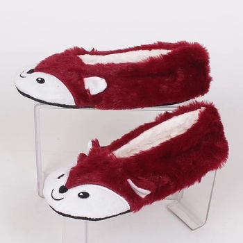 Image 1 of Дамски пухкави пантофи-балеринки в цвят бордо - лисиче