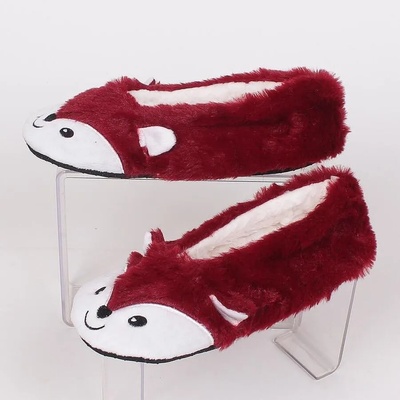 Дамски пухкави пантофи-балеринки в цвят бордо - лисиче