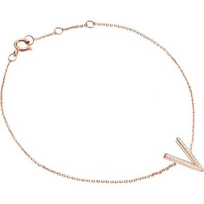 SAVICKI Náramok s príveskom písmeno V ružové zlato s diamantmi 0.05 ct 18 cm - SAVB07270 R