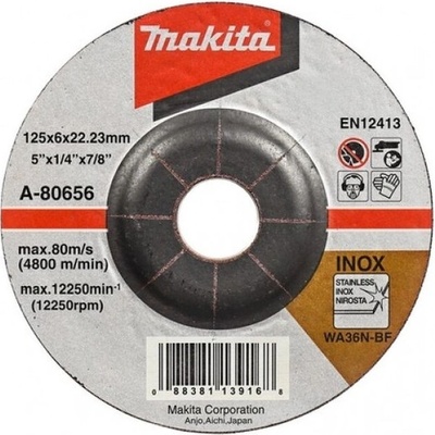 MAKITA A-80656 Brúsny kotúč na oceľ a Inox 125x6x22,23mm