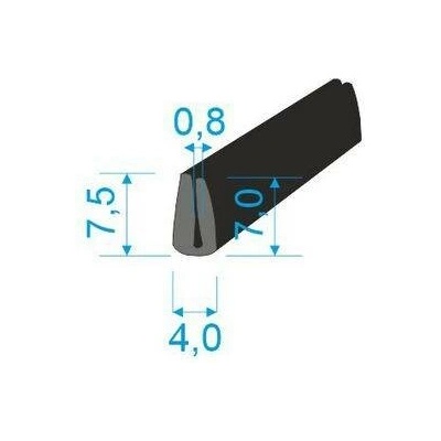 05381008 Pryžový profil tvaru "U", 7,5x4/0,8mm, 70°Sh, EPDM, -40°C/+100°C, černý – Hledejceny.cz
