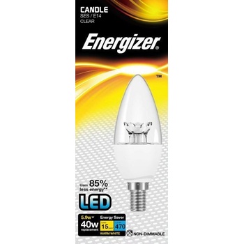 Energizer LED Candle E14 5,9W clear, EQ 40W, teplá bílá