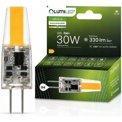 Lumiled LED žárovka LED G4 corn 3W = 35W 330lm 4000K Neutrální bílá 12V AC/DC 360°