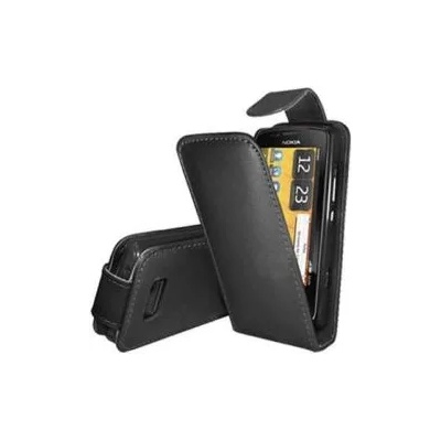 Nokia 700 Flip Калъф Черен + Протектор