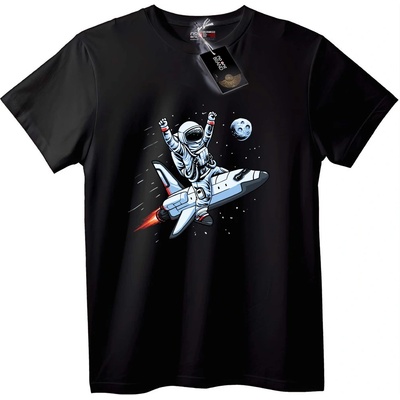 NOONEBRAND Тениска с Астронавт и ракета - 2XL, Black