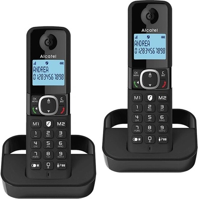 Alcatel Безжичен DECT телефон Alcatel F860 DUO, 1 линия, адресна памет за 100 номера, функция "свободни ръце", бутон "mute", черен (1015160_1)