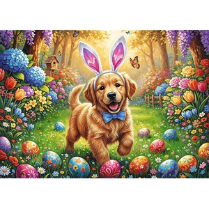 Trefl - Puzzle Premium Plus Spring Bloom: Easter Doggy - 500 piese
