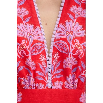 Farm Rio Ленена рокля Farm Rio в червено дълга разкроена 336269 (336269)