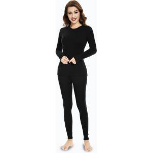 WOOLCANO Дамски комплект термобельо WOOLCANO Merino SET0543 черен