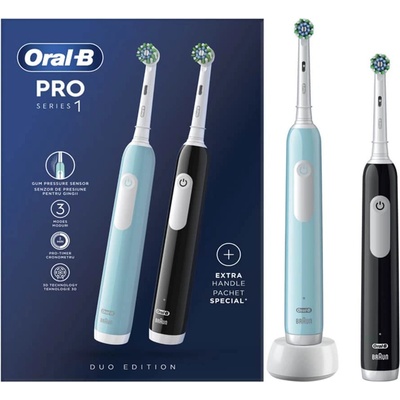 Oral-B Ел. четки за зъби Oral-B Pro 1 Duo Edition, таймер, 3 режима на работа, 3D почистване, 2 броя