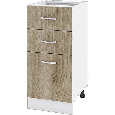 ИРИМ Долен шкаф с две чекмеджета и една врата Сити БДА-27 бяло гладко / дъб сонома арвен 40 см