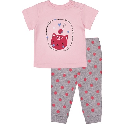 Winkiki Kids Wear Dívčí pyžamo Cat růžová šedý melanž
