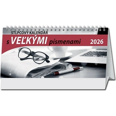 Stolový stĺpcový 29,7 x 13,8 cm s VEĽKÝMI písmenami 2026