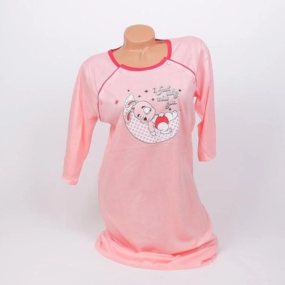 Нощница за кърмачки с 3/4 ръкав в бебешко розово