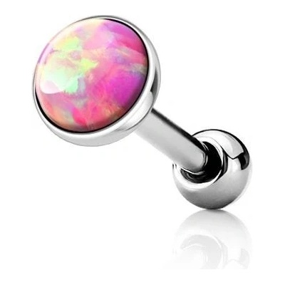 Šperky4U cartilage piercing do ucha opál růžový CP1087-OP22-03