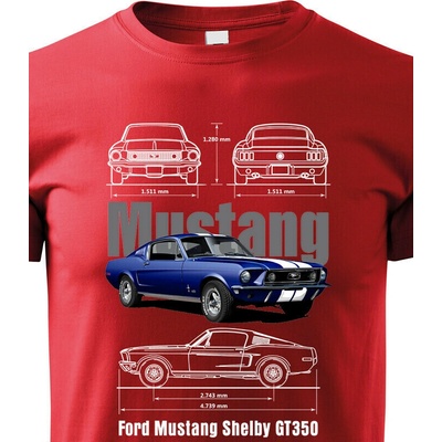 Dětské tričko Ford Mustang Shelby GT350 Červená Canvas tričko Bezvatriko.cz 2310