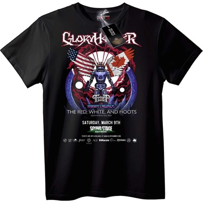 NOONEBRAND Тениска Gloryhammer Red White Hoots турне - XL, White