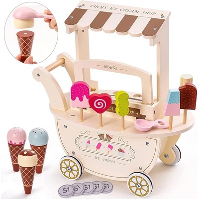 iMex Toys Dřevěný zmrzlinový vozík se zmrzlinou
