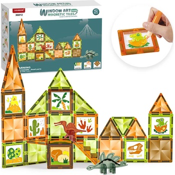 Magnetic Tiles Window Art Dinosaurus 42 ks
