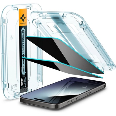 Spigen iPhone 15 Pro SPIGEN EZ FIT екранен протектор стъкло 2бр 2.5D, 9H + рамка, TRANSFER AGL06894 (AGL06894)