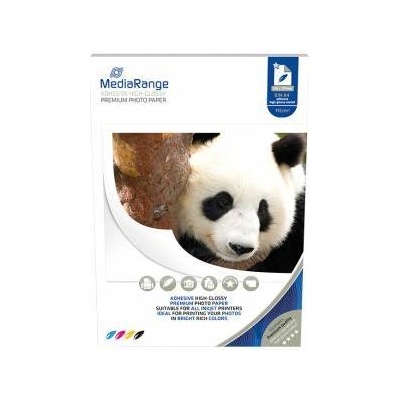 MediaRange Фото хартия MediaRange MRINK119, DIN A4, 210 x 297mm, Лепяща, за мастилено-струйни принтери, Гланцирана, 115гр, 50 страници