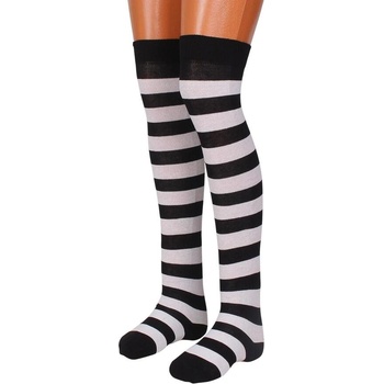 Раирани дамски 7/8 чорапи в бяло и черно