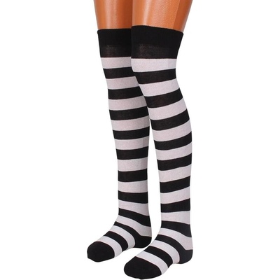 Раирани дамски 7/8 чорапи в бяло и черно