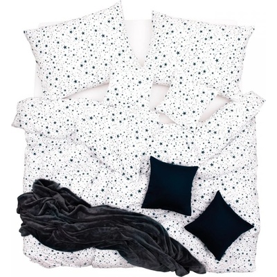 Scan Quilt obliečky Klasik hviezdičky biela modrá 140x200 70x90