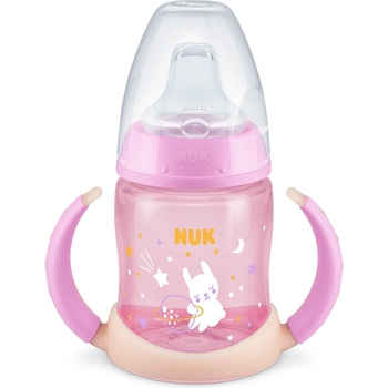 Nuk Преходна чаша със силиконов накрайник NUK - First Choice, Glow in the Dark, TC, 150 ml, Розова (10215326-Розов)