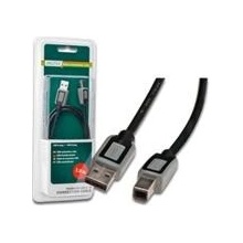 Digitus DB-300119-030-D Premium USB kabel A/samec na B/samec,2xstíněný, 3m černo/šedý, blister