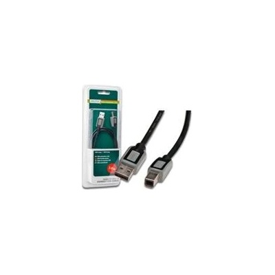 Digitus DB-300119-030-D Premium USB kabel A/samec na B/samec,2xstíněný, 3m černo/šedý, blister